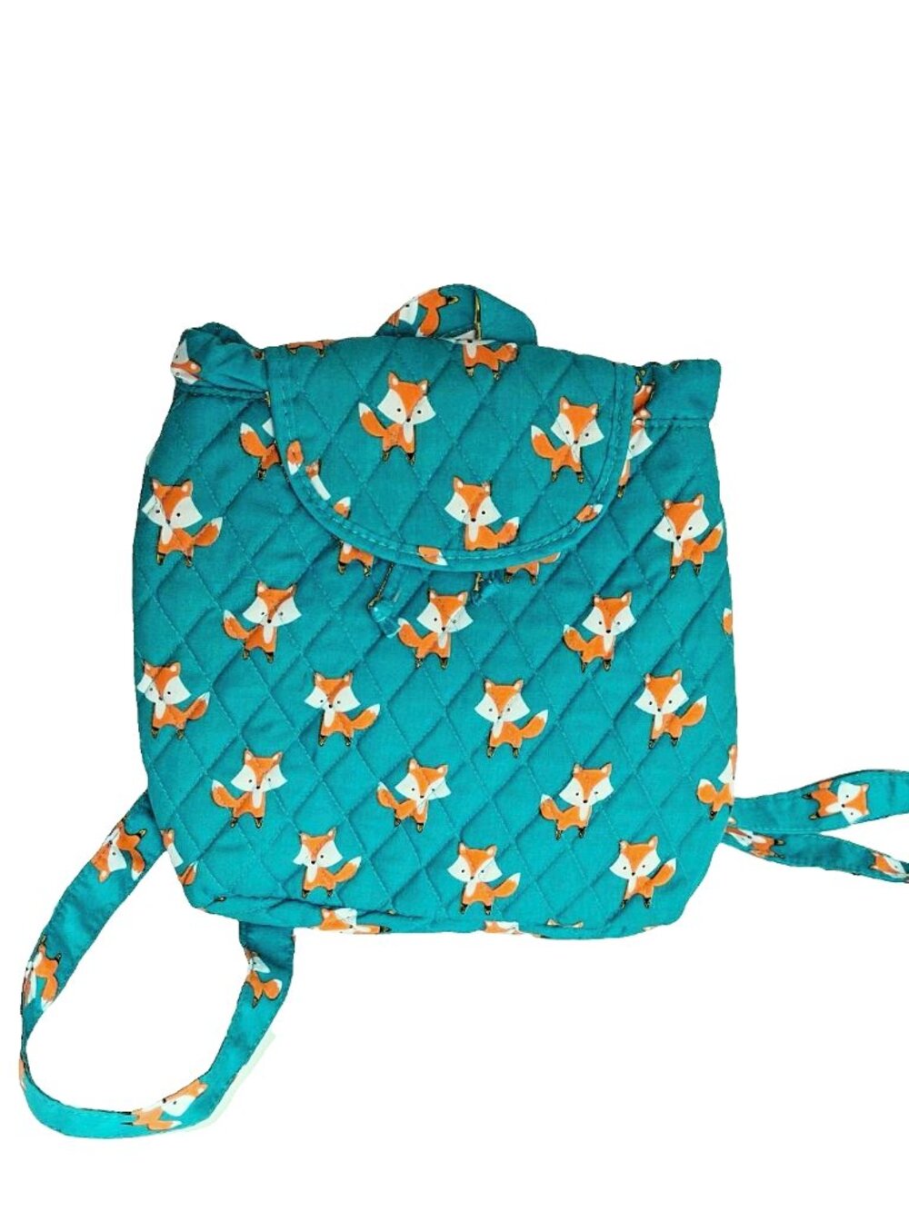 Fox Mini Lunch Bag Backpack Turquoise with Foxes - Fabric, Lightweight, Lined